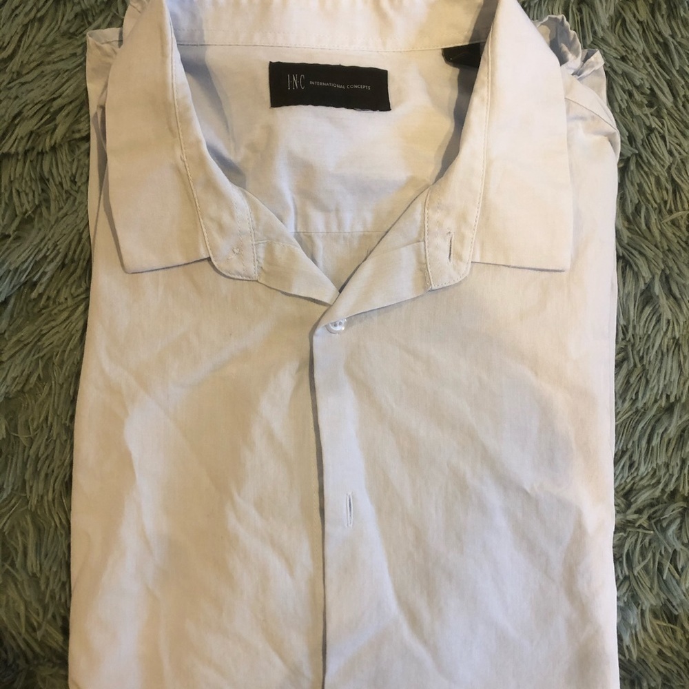 Men’s INC light wash blue dress shirt